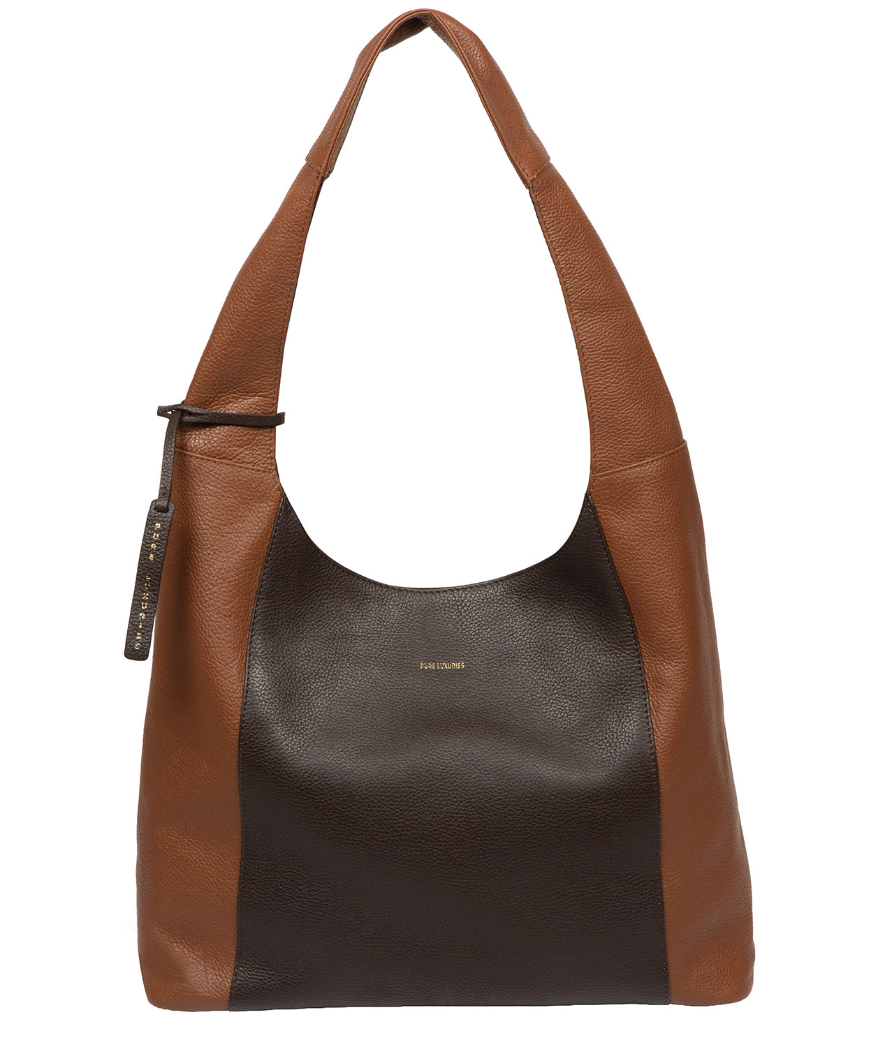'Nina' Espresso & Tan Leather Shoulder Bag