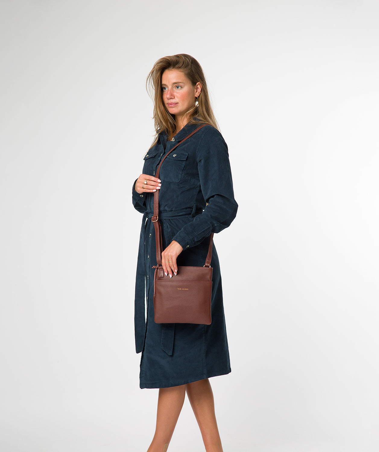 'Nola' Chestnut Leather Cross Body Bag