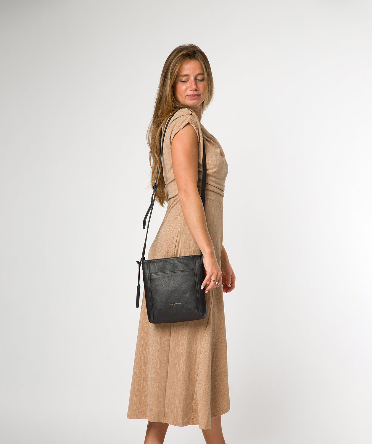 'Bodham' Black Leather Cross Body Bag