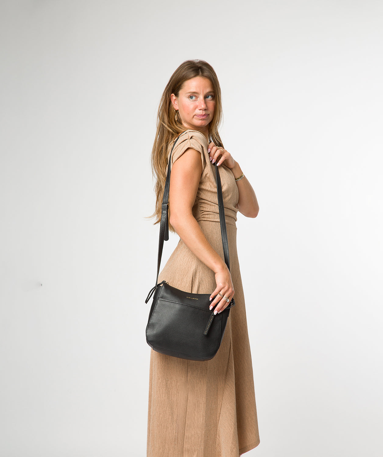 'Sloane' Black Leather Cross Body Bag