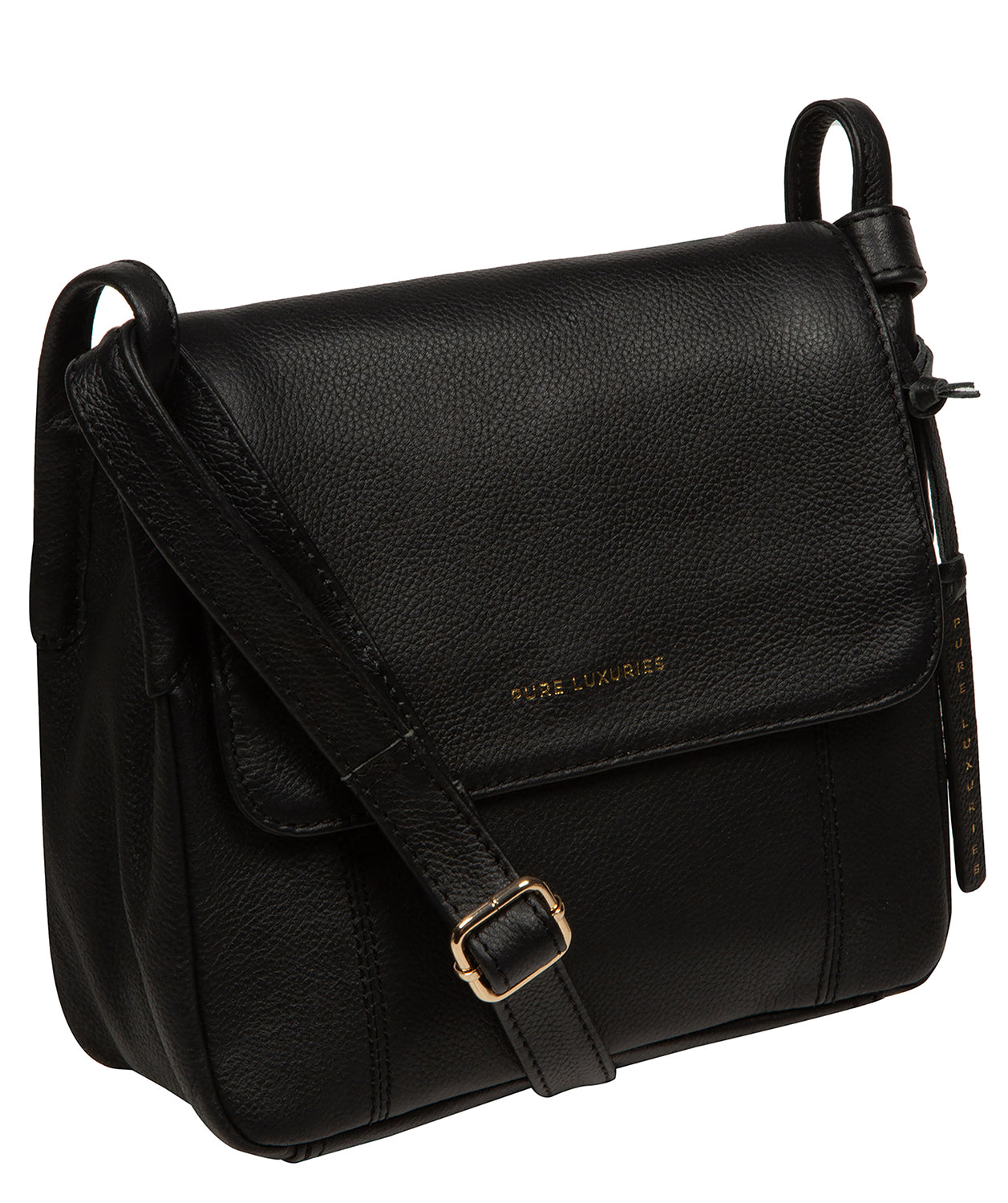 'Elston' Black Leather Cross Body Bag