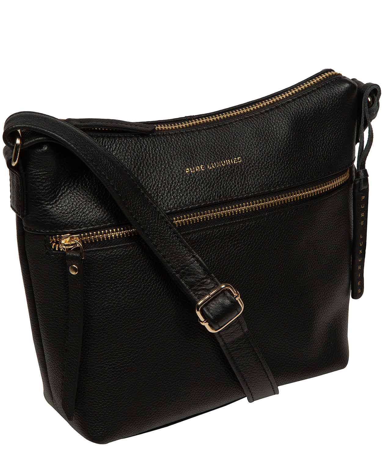 'Thorne' Black Leather Cross Body Bag