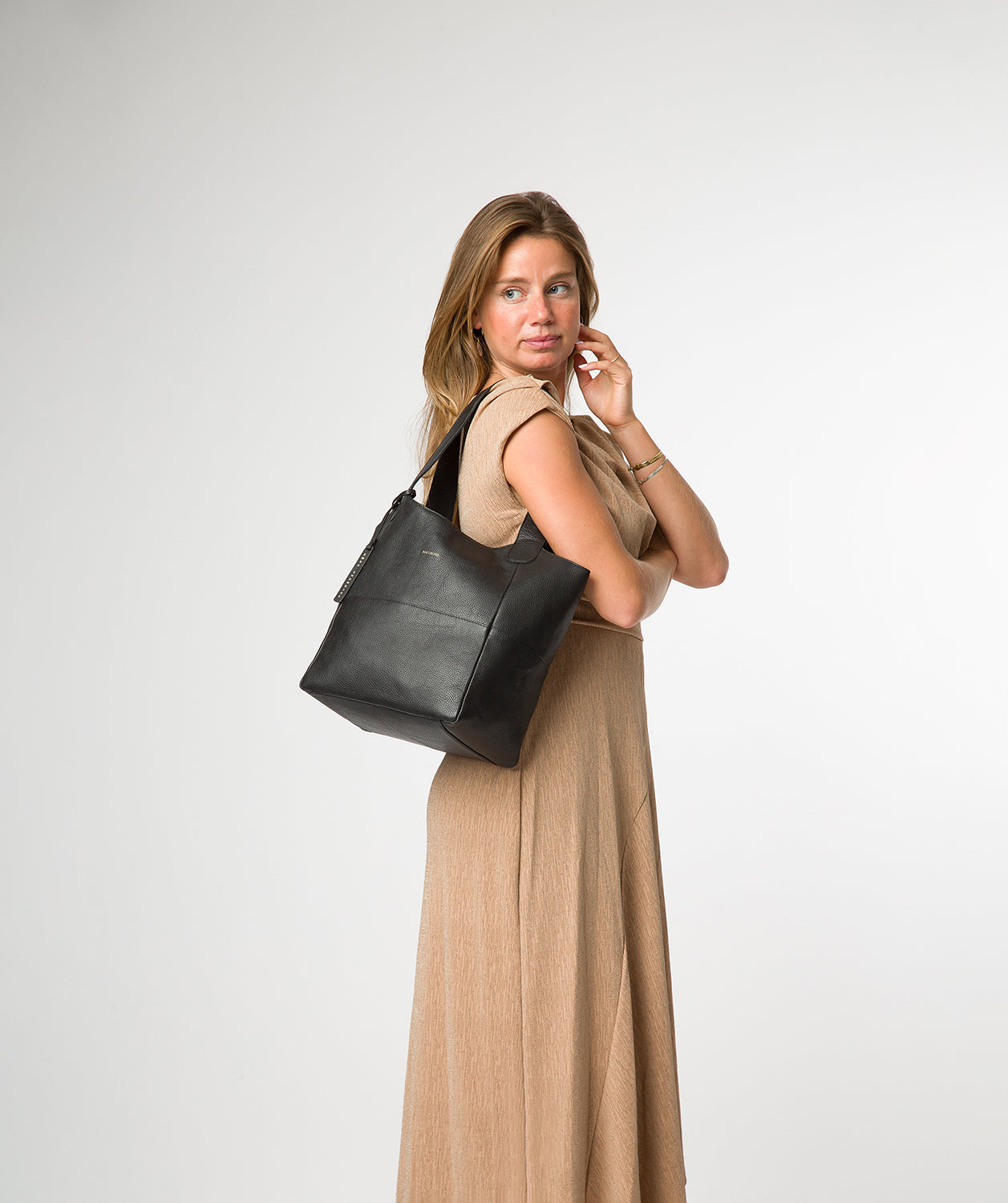 'Fizz' Black Leather Tote Bag