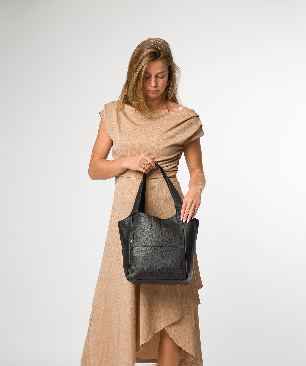 'Fizz' Black Leather Tote Bag