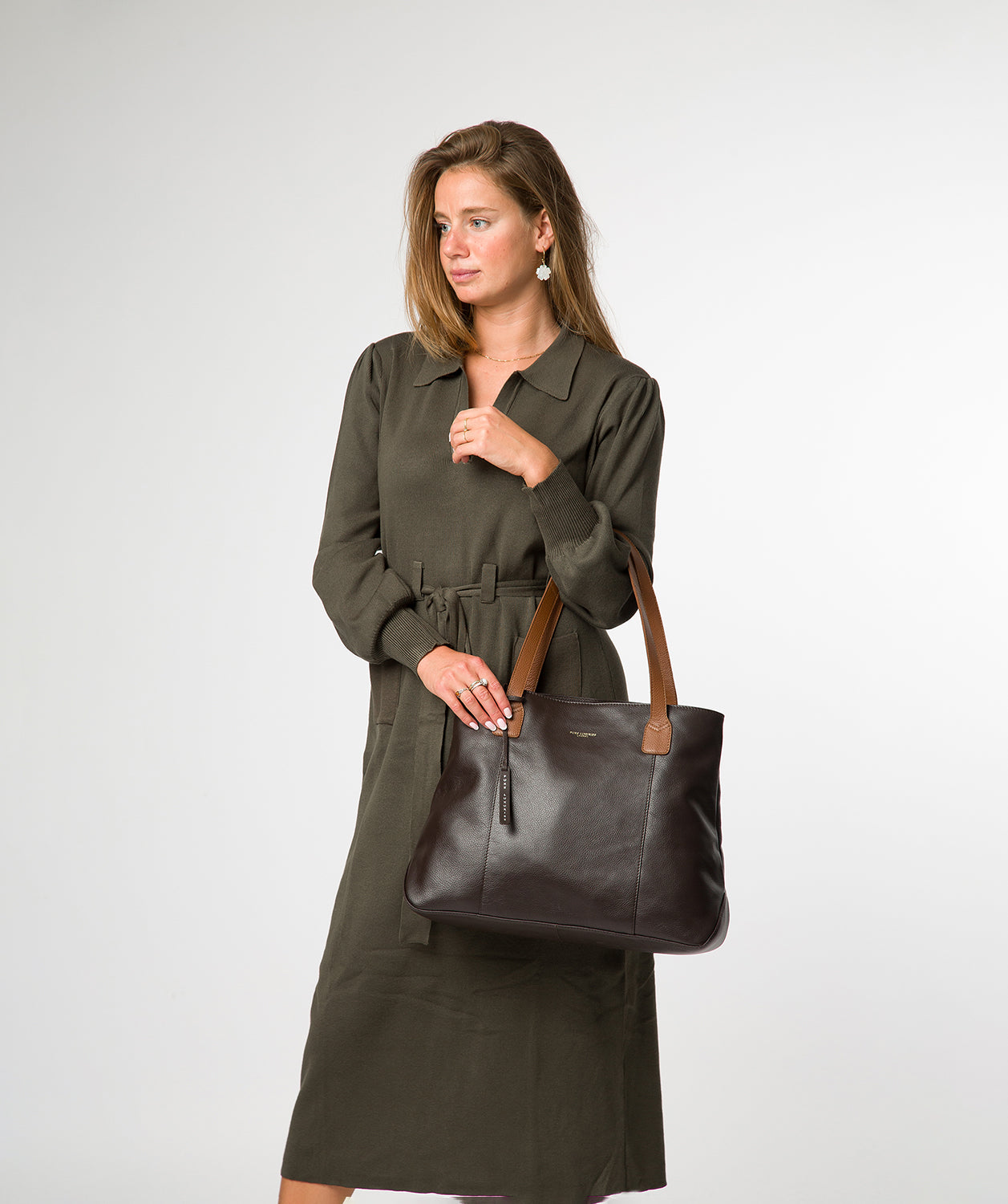 'Mochi' Espresso & Rich Tan Leather Tote Bag