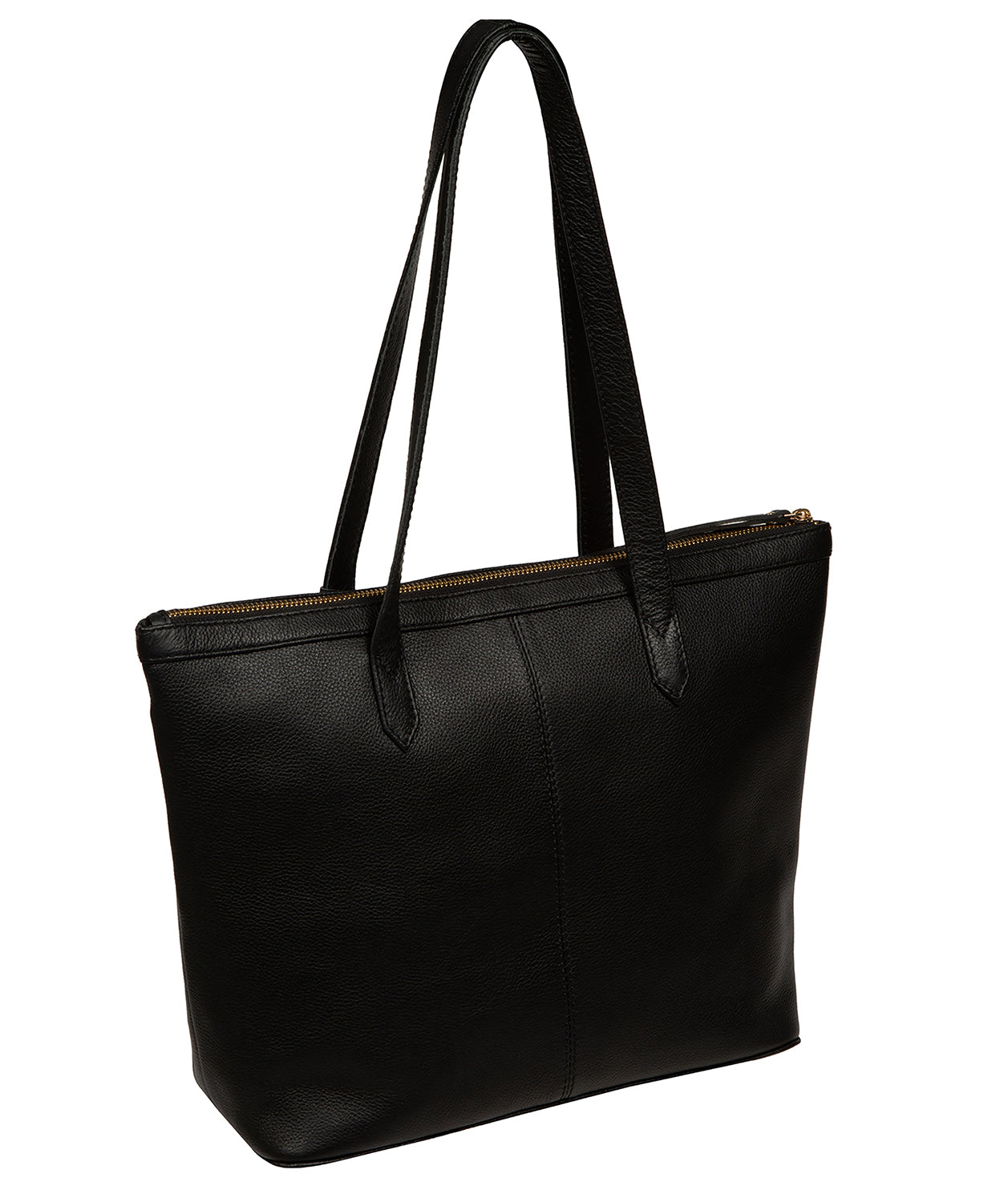 'Katya' Black Leather Tote Bag