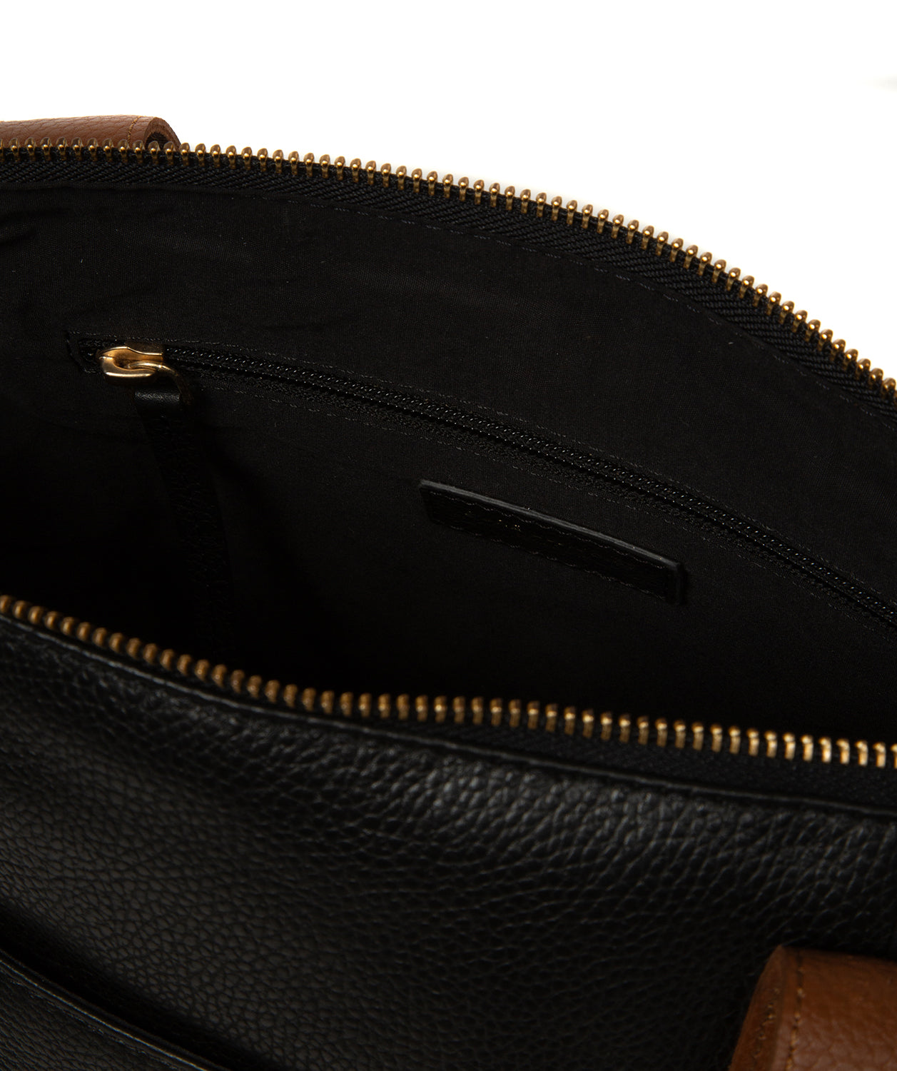 'Yondo' Black & Rich Tan Leather Tote Bag