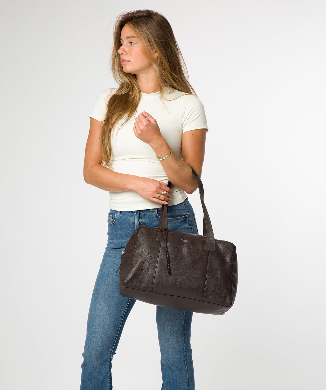 'Airgo' 'Free on Board' Espresso Leather Cabin Bag