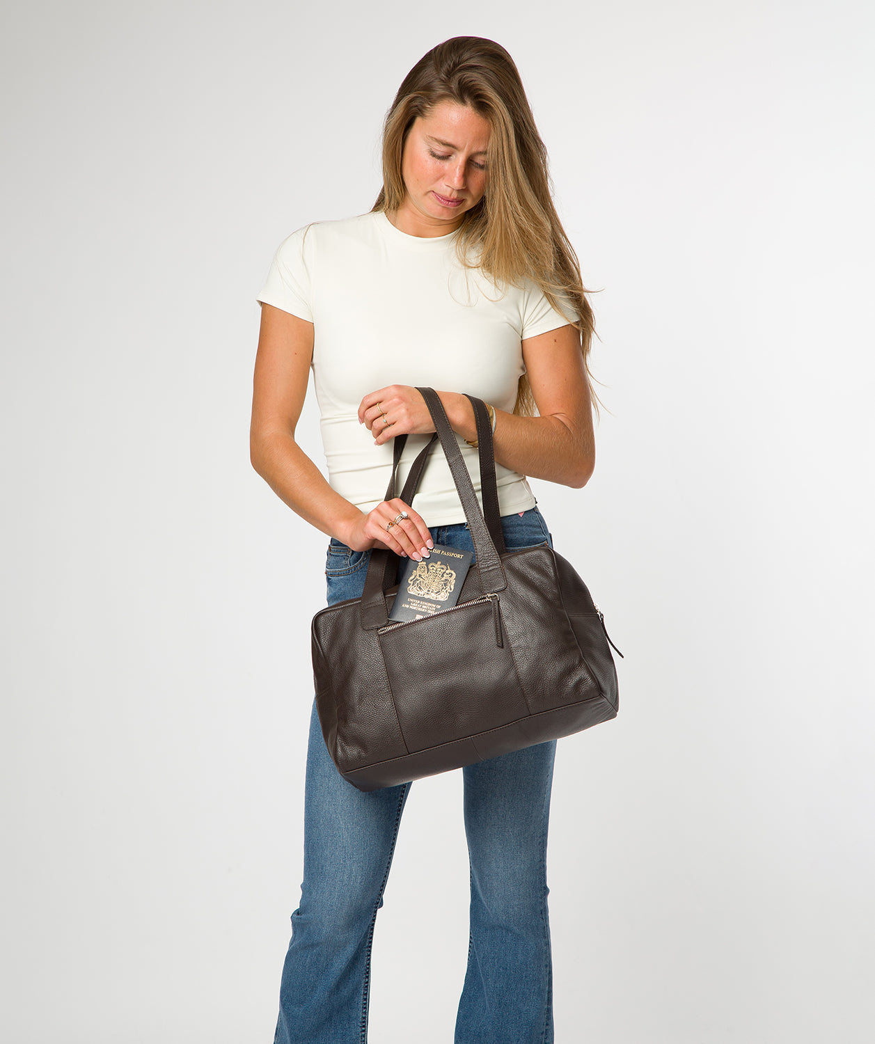 'Airgo' 'Free on Board' Espresso Leather Cabin Bag