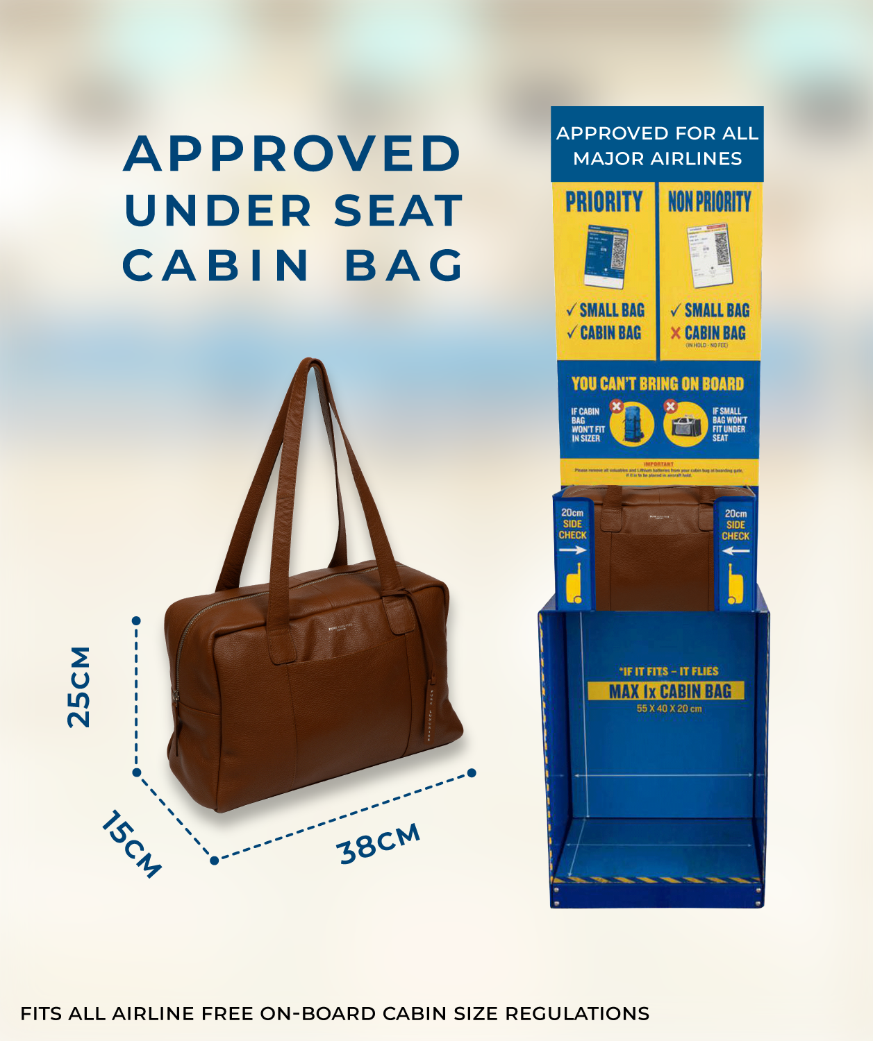 'Airgo' 'Free on Board' Rich Tan Leather Cabin Bag