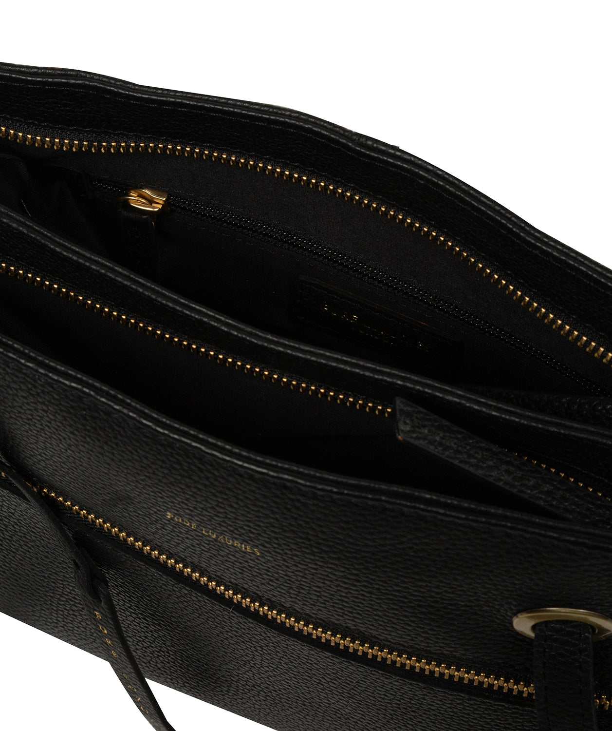 Noko handbag interior showing zipped pocket and lining