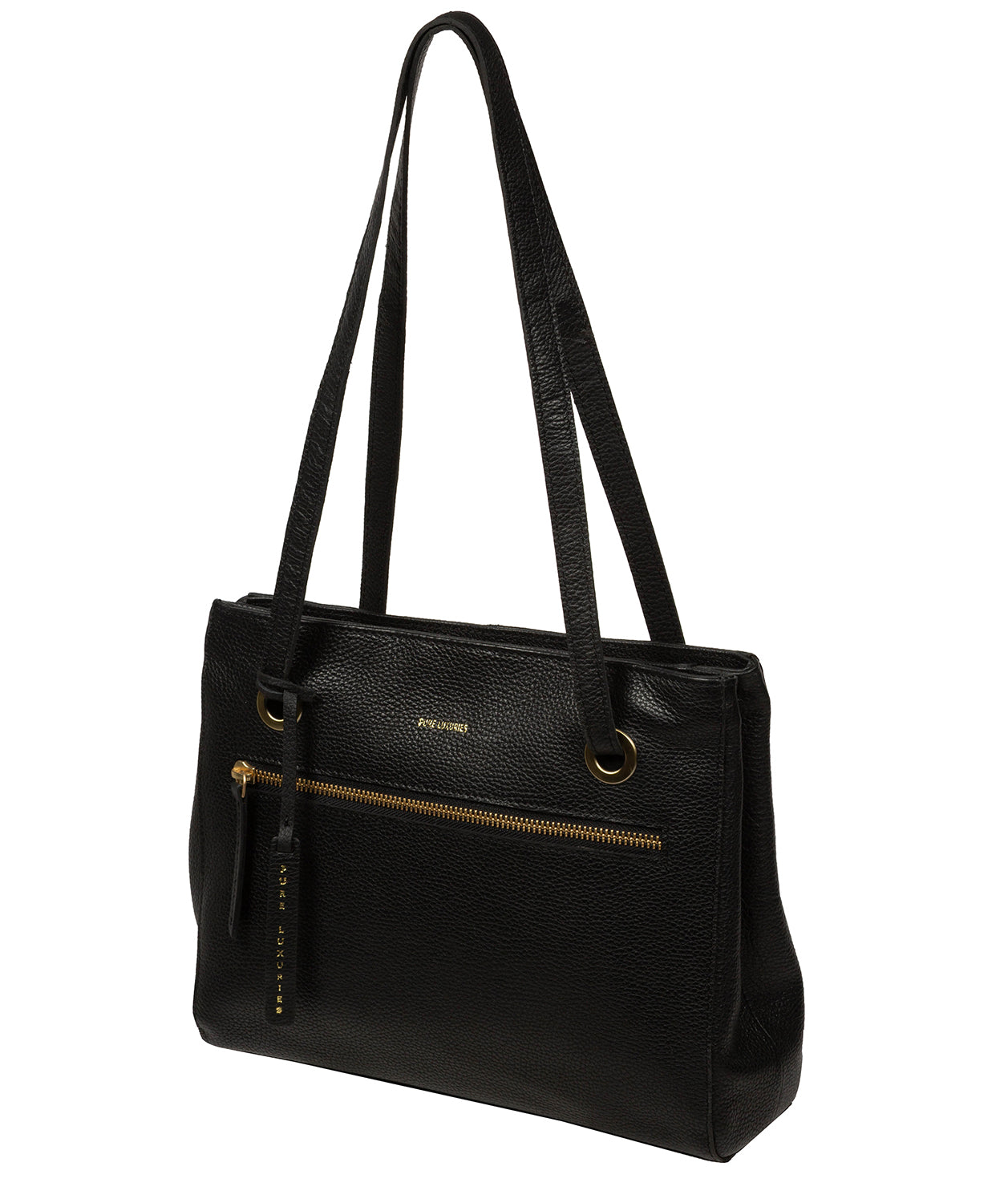 Noko handbag carried on shoulder demonstrating drop length