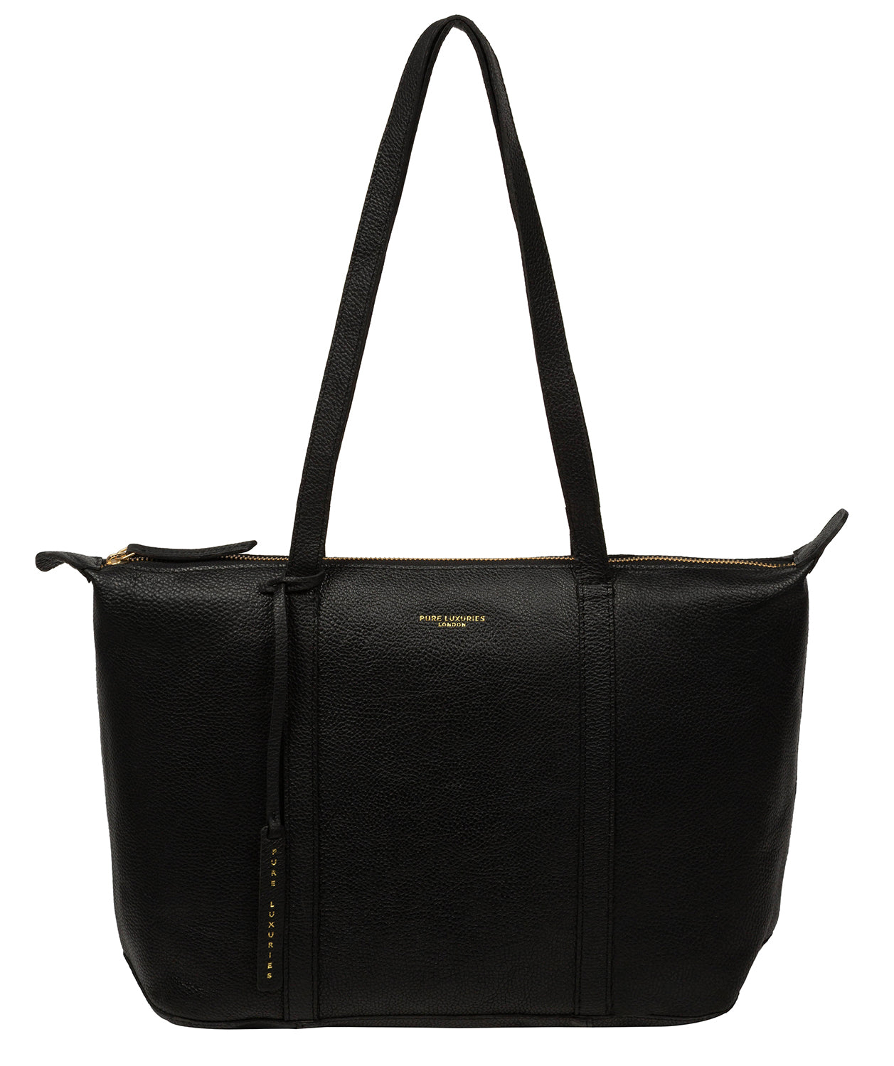 'Niva' Black Leather Tote Bag