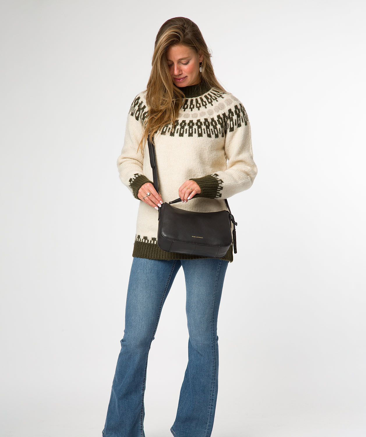 'Caldecote' Black Leather Cross Body Bag