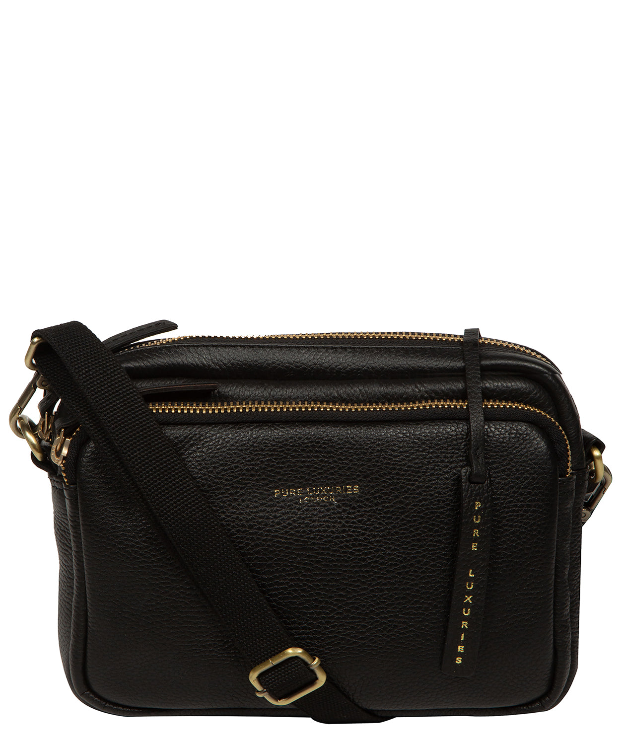 'Eris' Black Leather Cross Body Bag