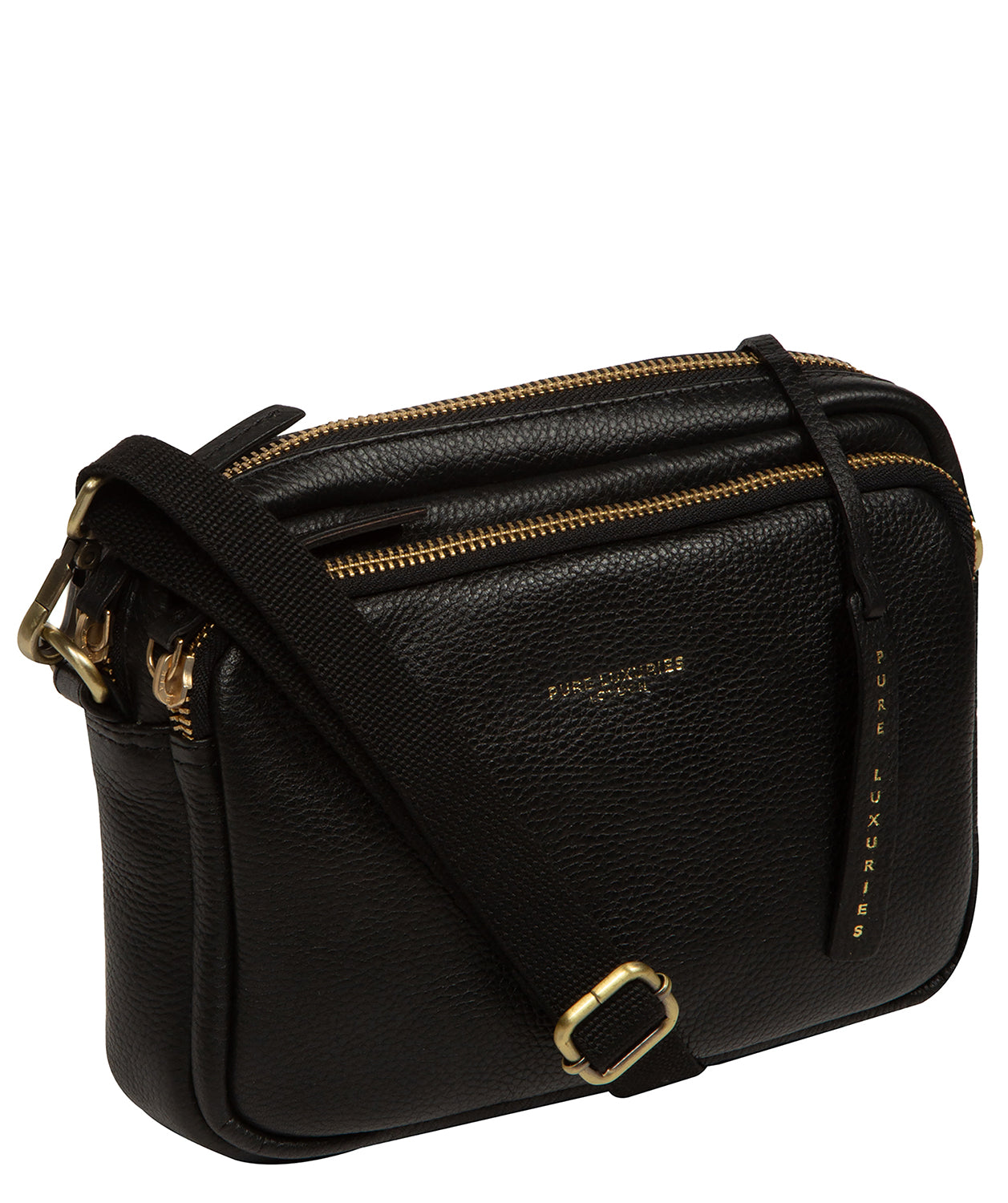 'Eris' Black Leather Cross Body Bag