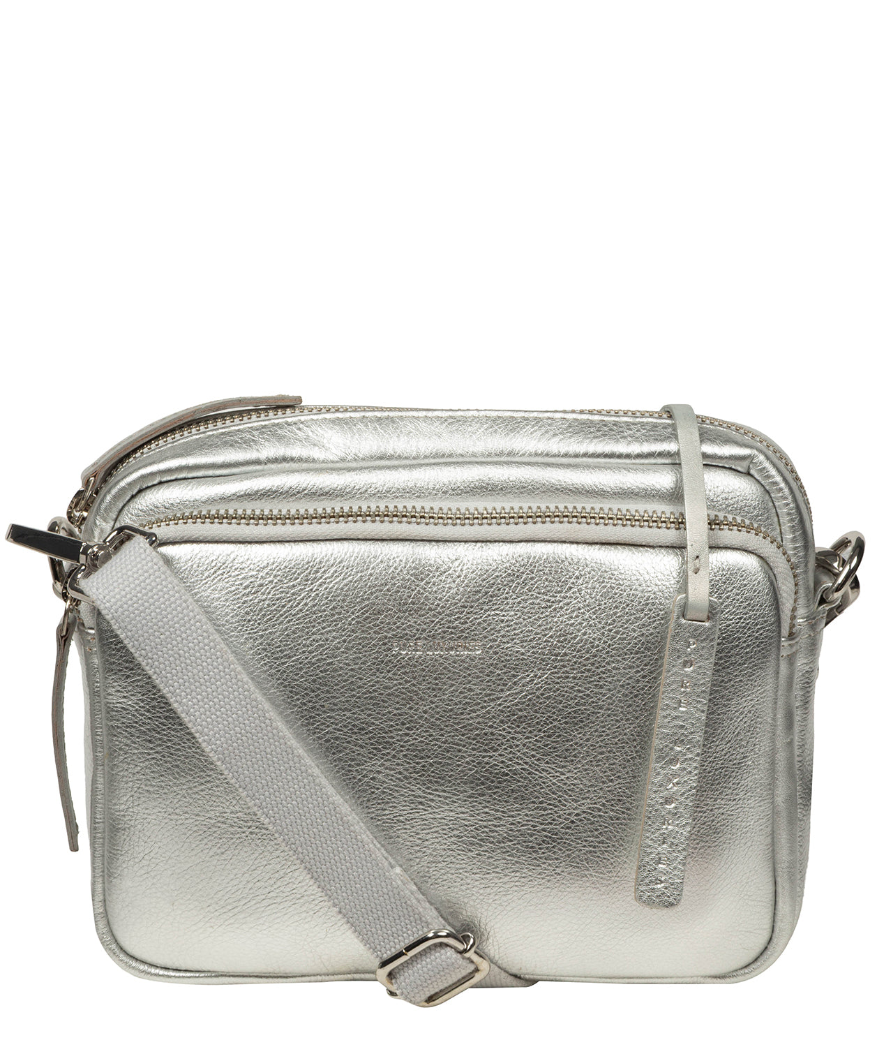 'Eris' Metallic Silver Leather Cross Body Bag