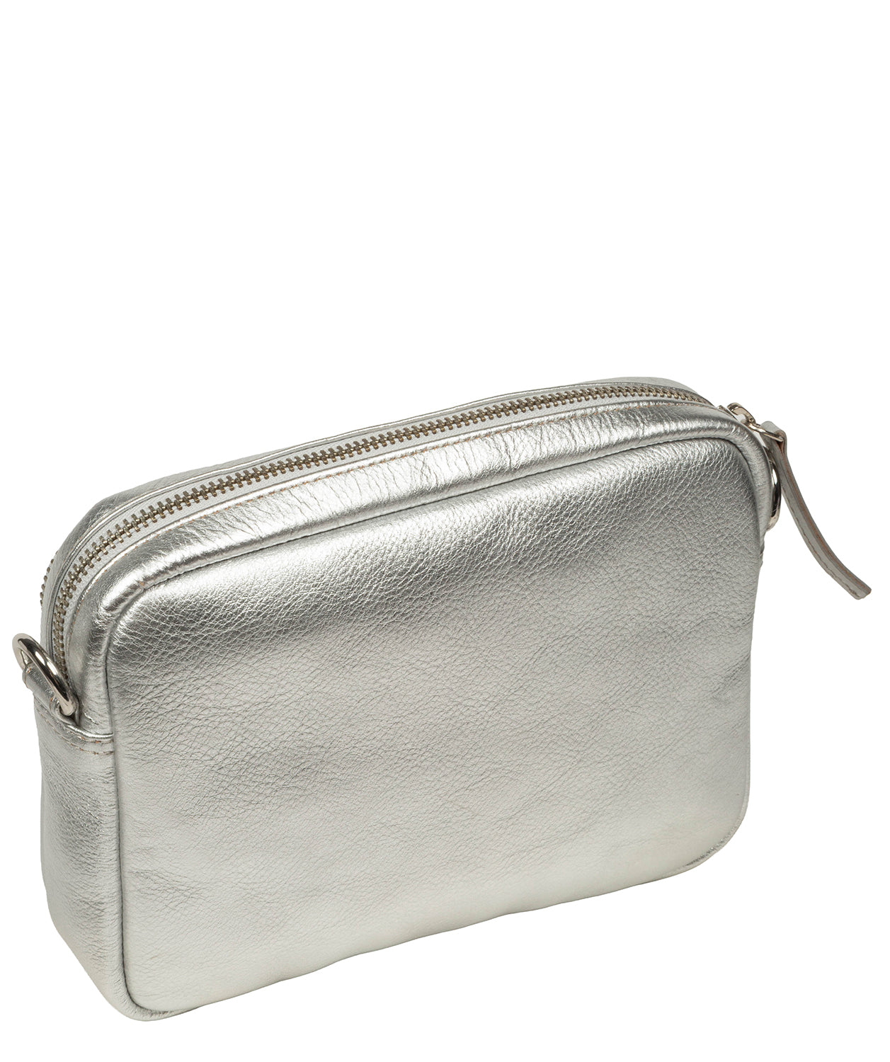 'Eris' Metallic Silver Leather Cross Body Bag