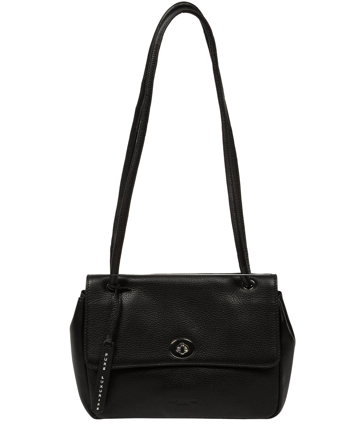 'Elka' Black Leather Evening Bag