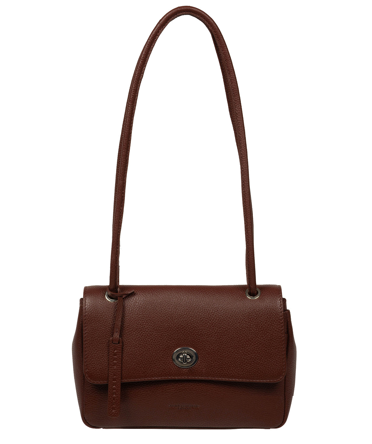 'Elka' Chestnut Leather Evening Bag