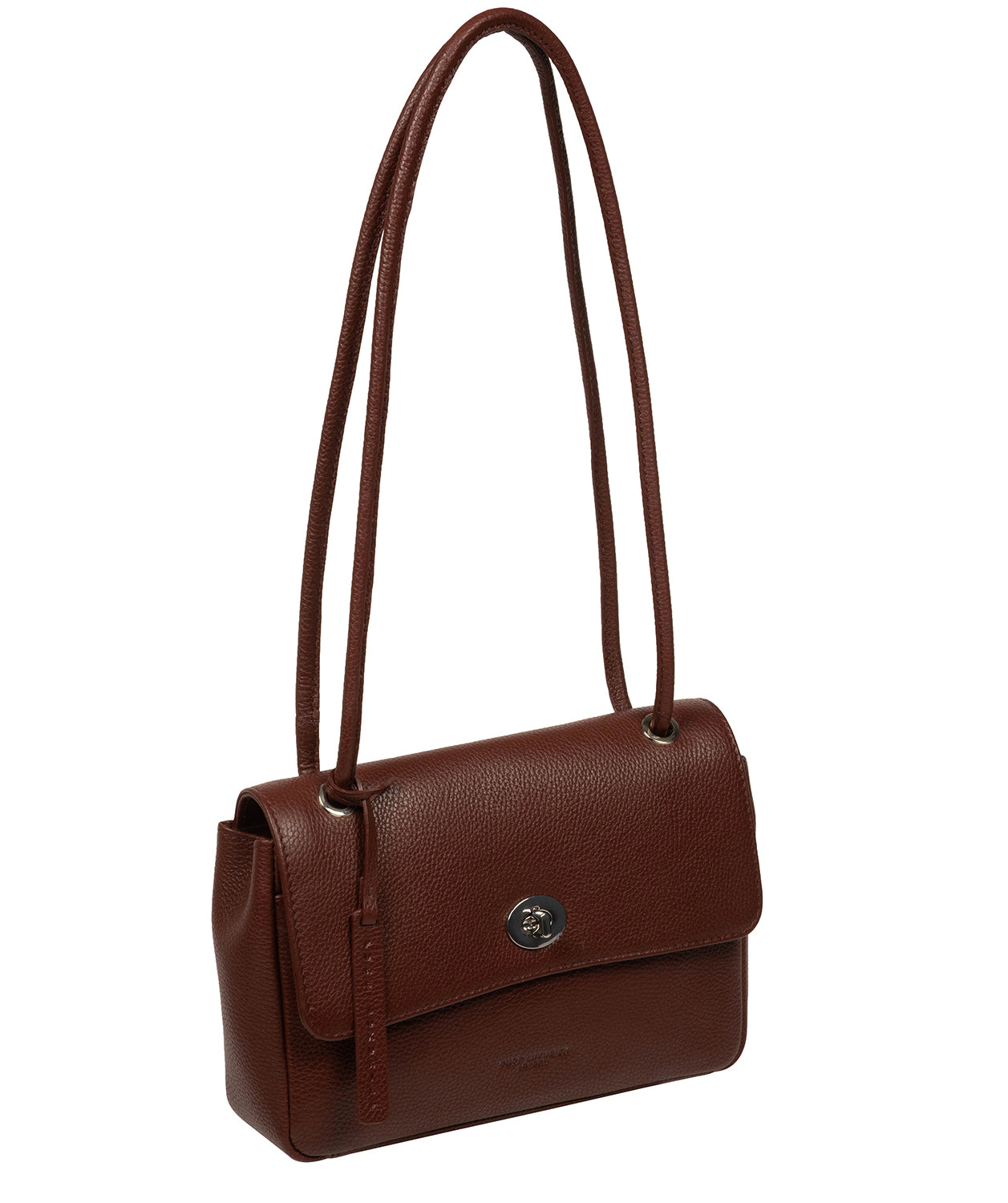 'Elka' Chestnut Leather Evening Bag