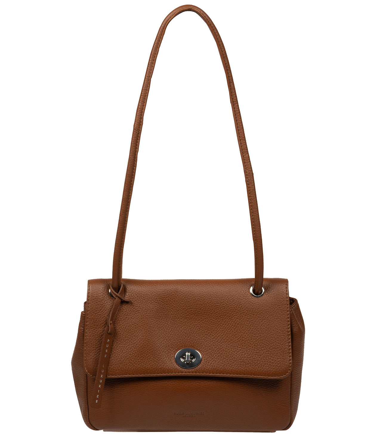 'Elka' Rich Tan Leather Evening Bag