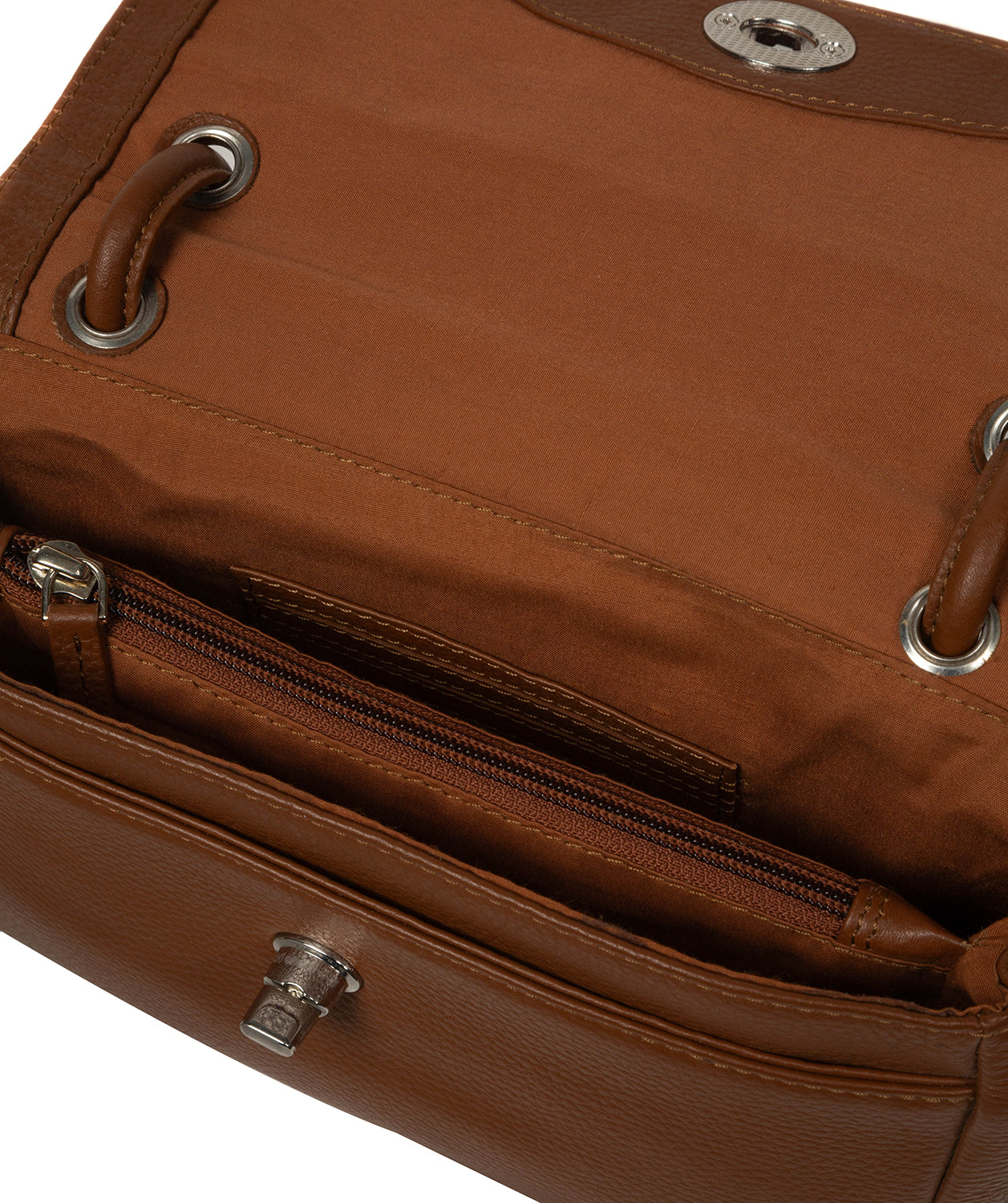 Interior compartment with card slots and zip section