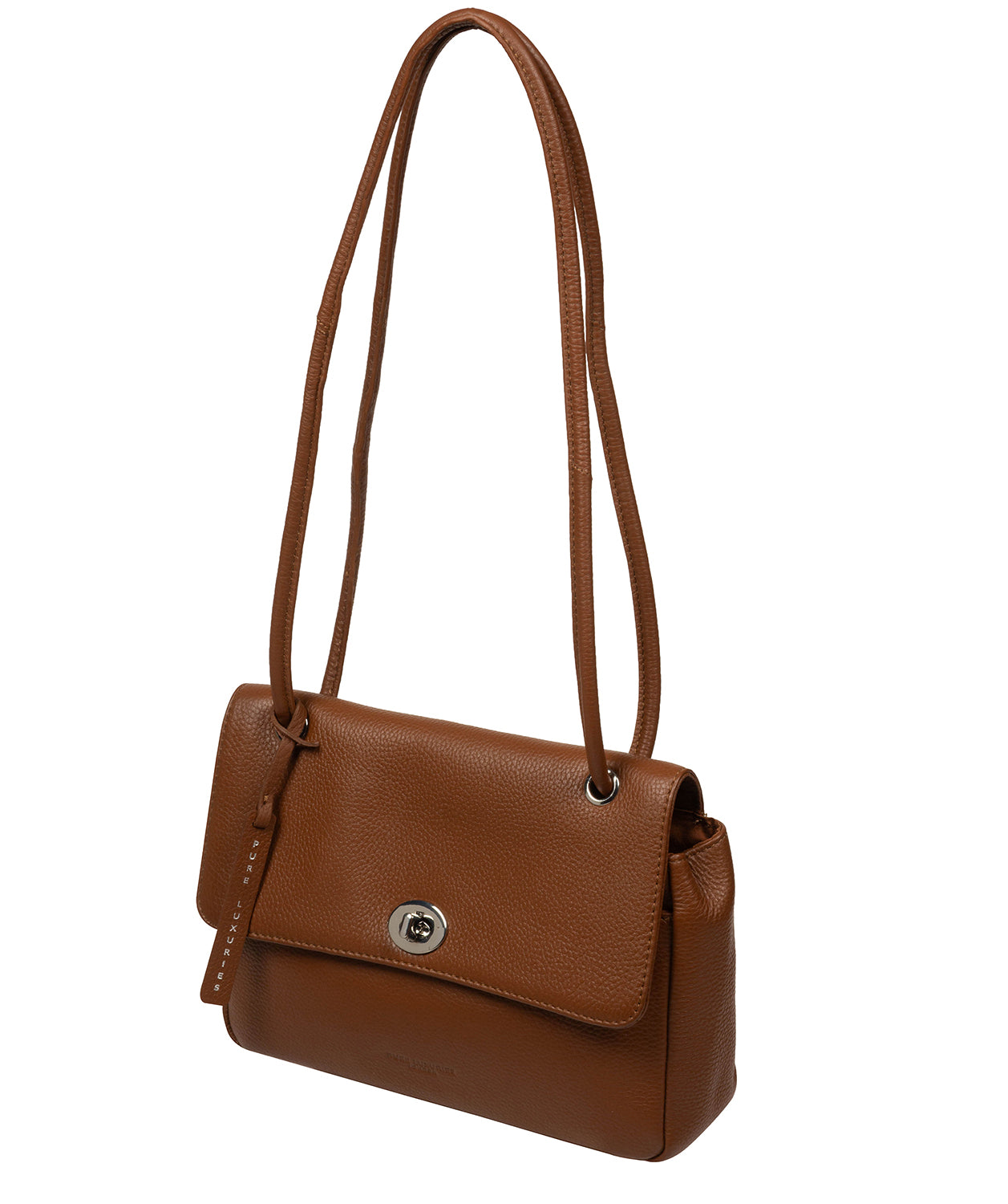 'Elka' Rich Tan Leather Evening Bag