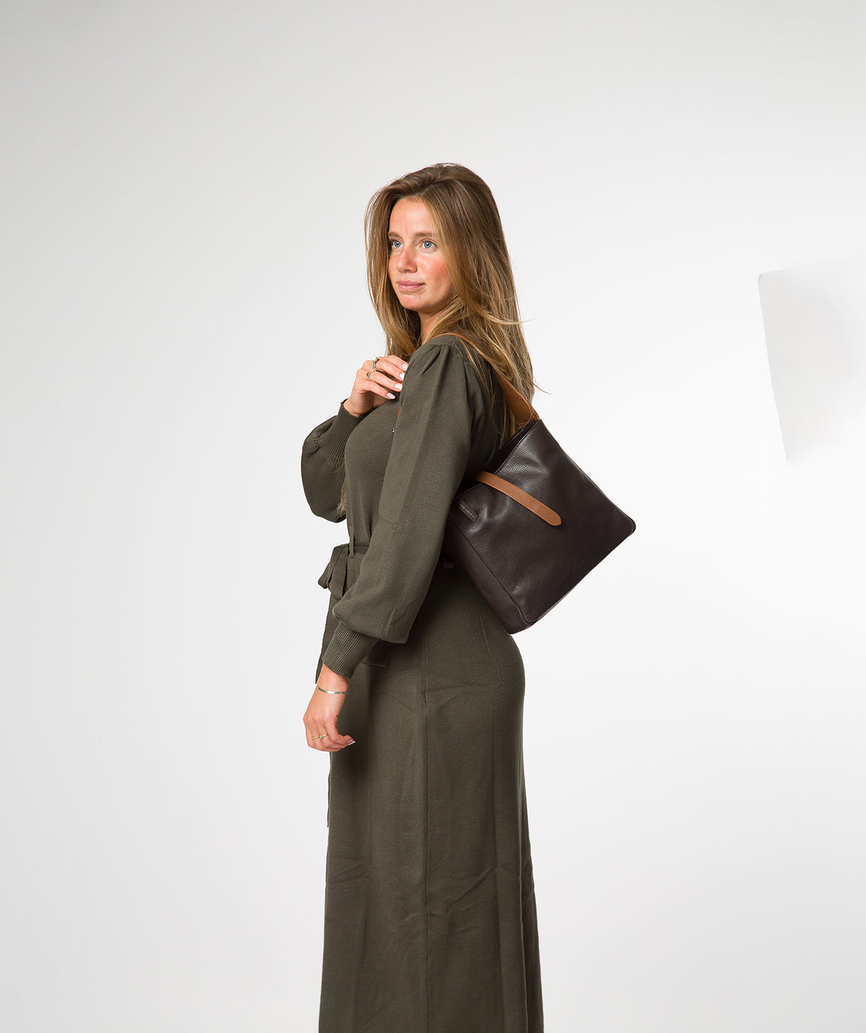 'Isola' Espresso & Rich Tan Leather Tote Bag