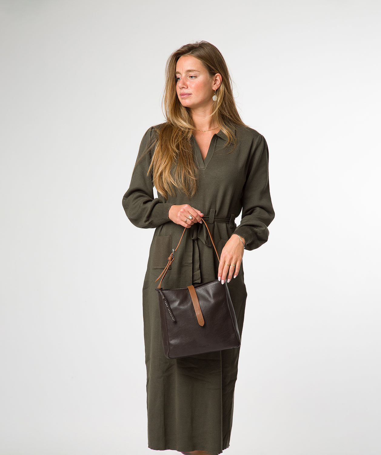 'Isola' Espresso & Rich Tan Leather Tote Bag