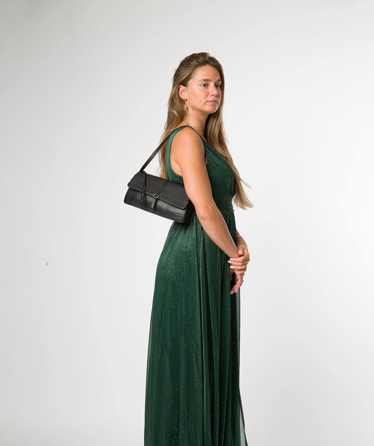 'Sabina' Black Leather Grab Bag