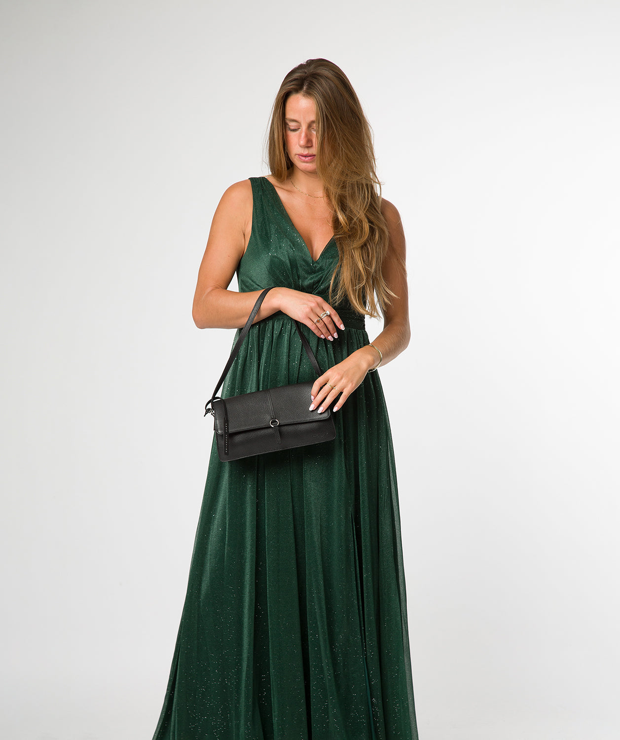 'Sabina' Black Leather Grab Bag