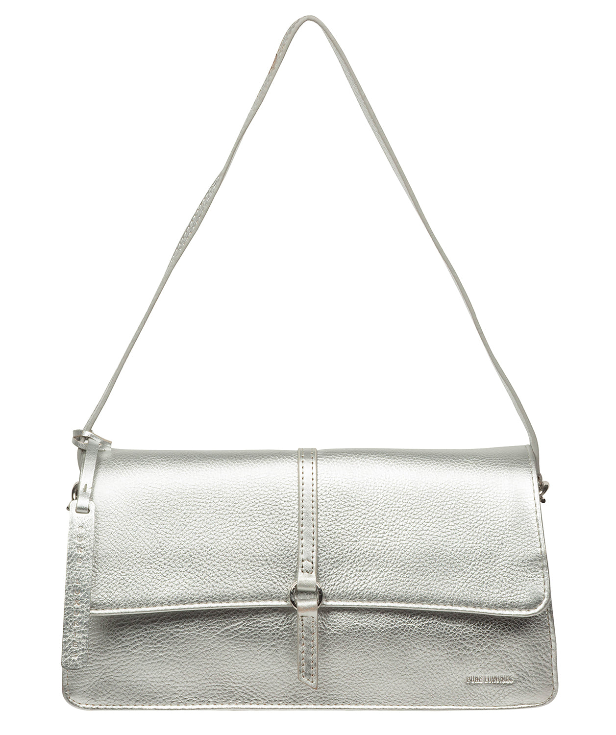 'Sabina' Metallic Silver Leather Grab Bag