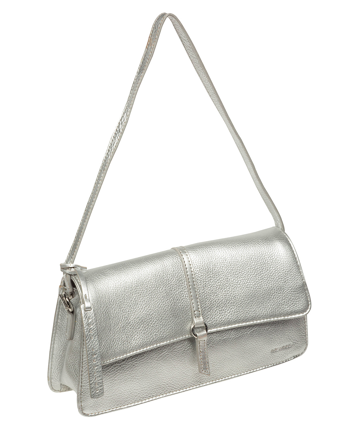 'Sabina' Metallic Silver Leather Grab Bag