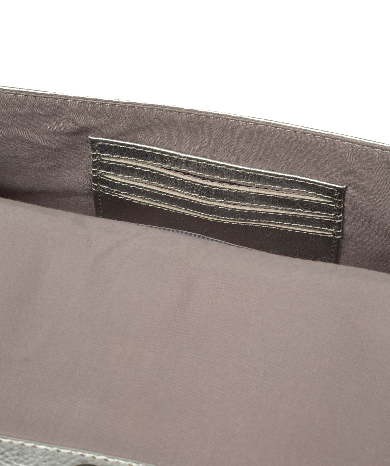 'Sabina' Metallic Silver Leather Grab Bag
