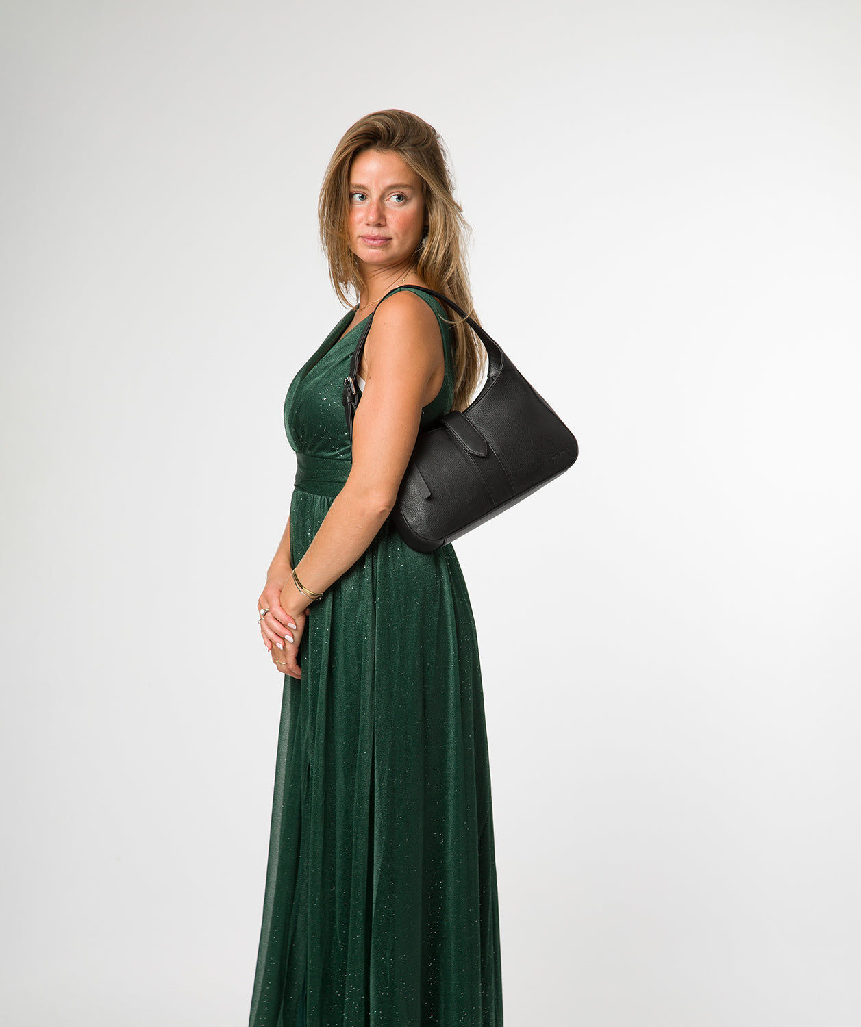 'Suki' Black Leather Evening Bag