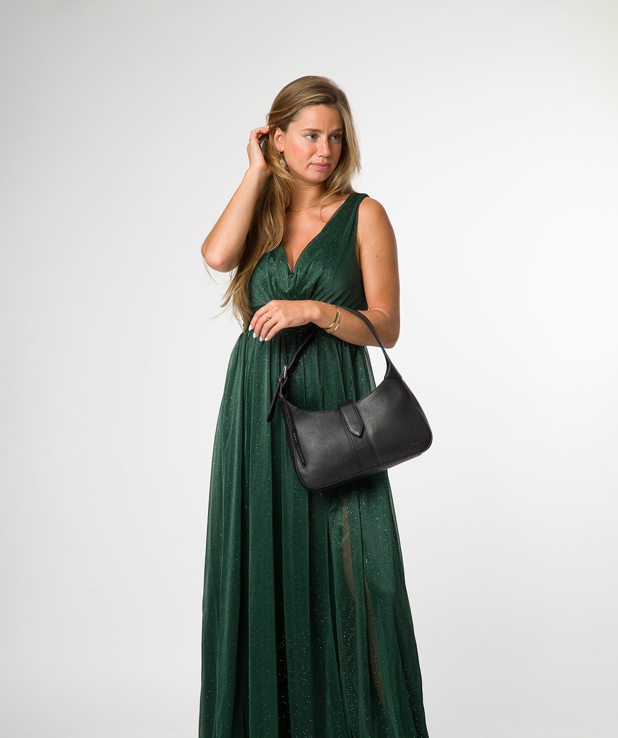 'Suki' Black Leather Evening Bag