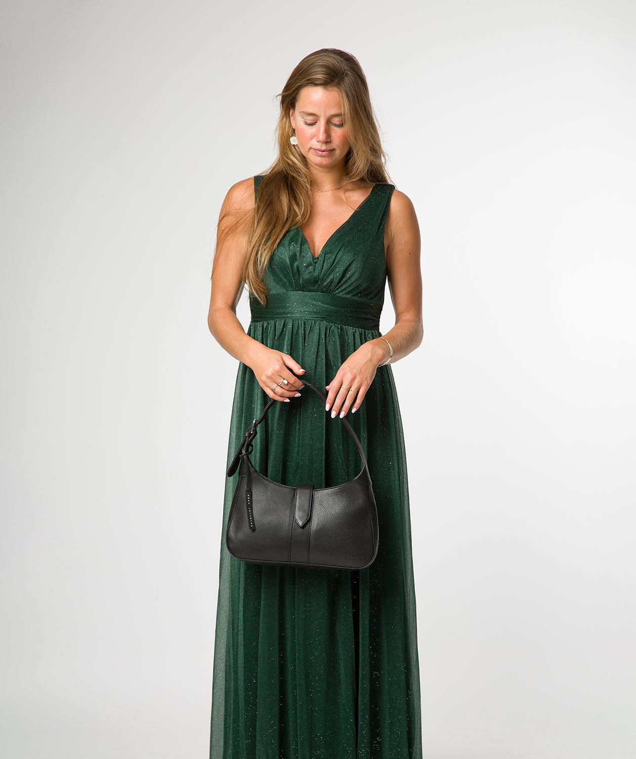 'Suki' Black Leather Evening Bag