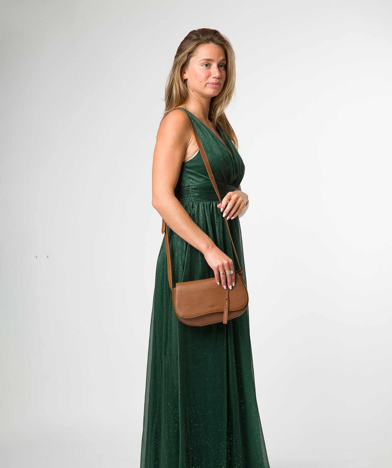 'Alodia' Rich Tan Leather Cross Body Bag