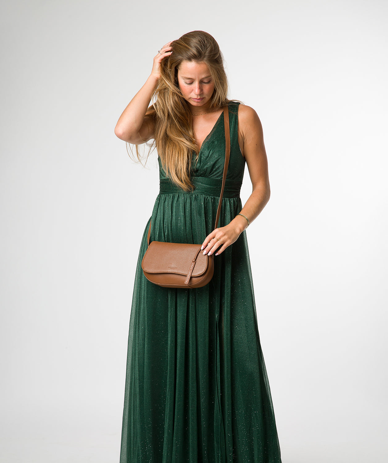 'Alodia' Rich Tan Leather Cross Body Bag