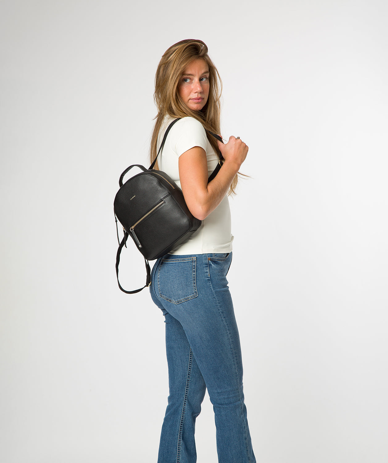 'Sophia' Black Leather Backpack