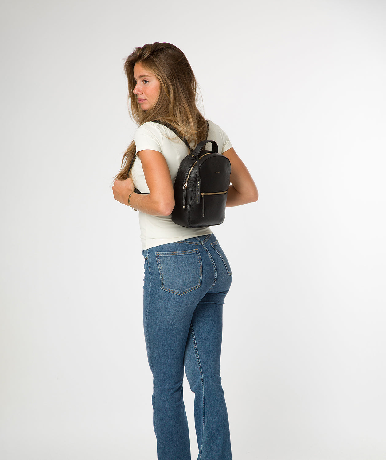 'Sophia' Black Leather Backpack