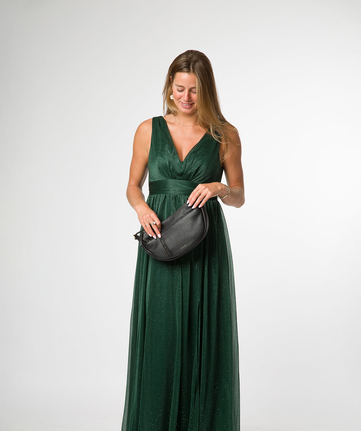 'Melisande' Black Leather Cross Body Bag