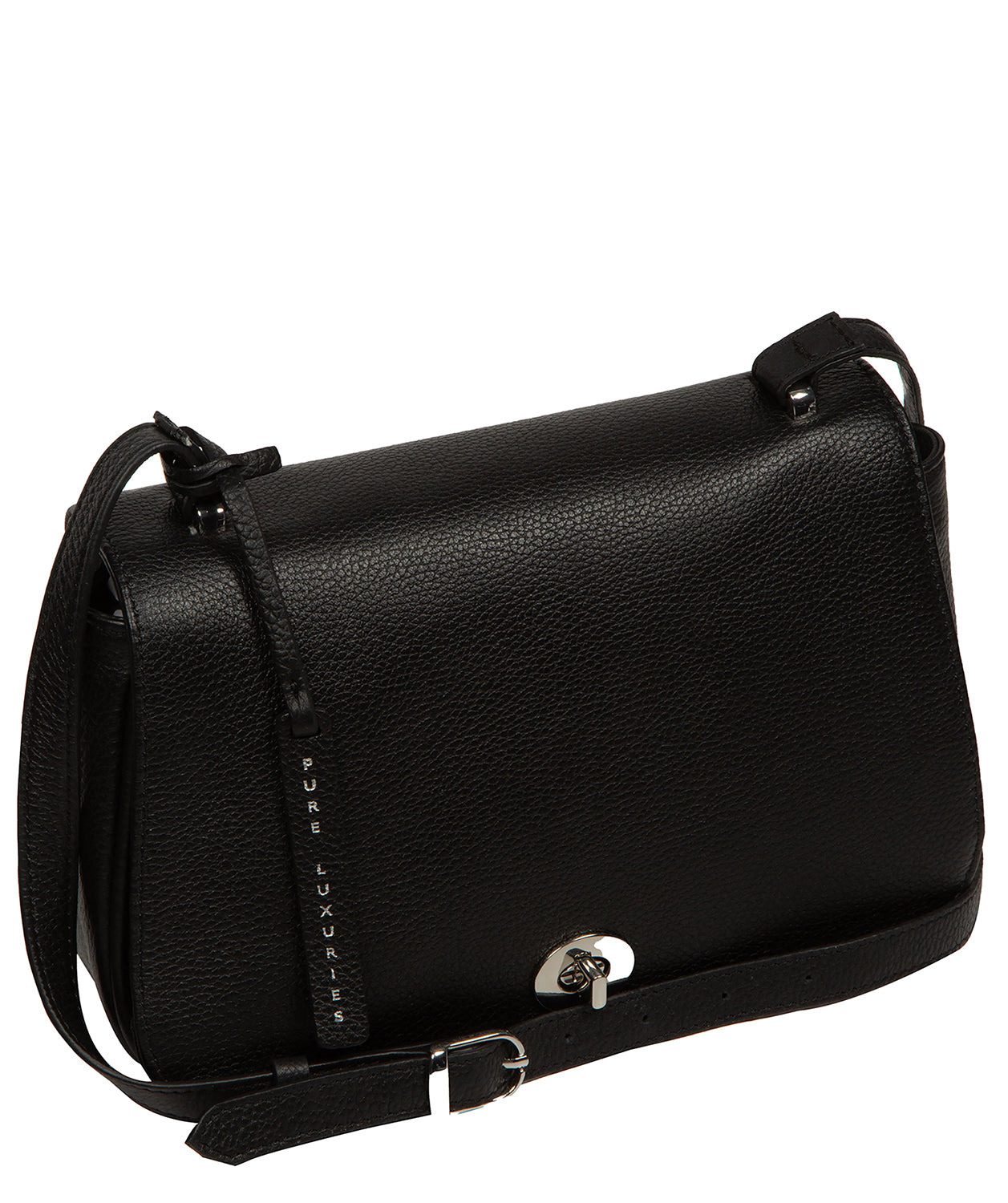 'Annalise' Black Leather Cross Body Bag