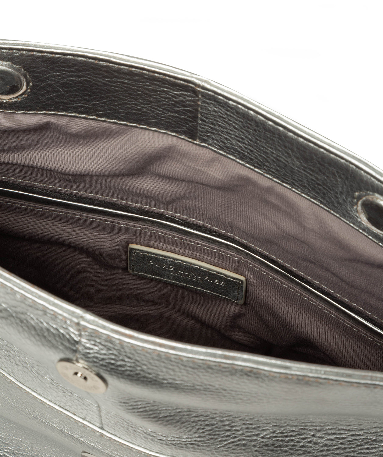 'Sabella' Metallic Silver Leather Clutch Bag