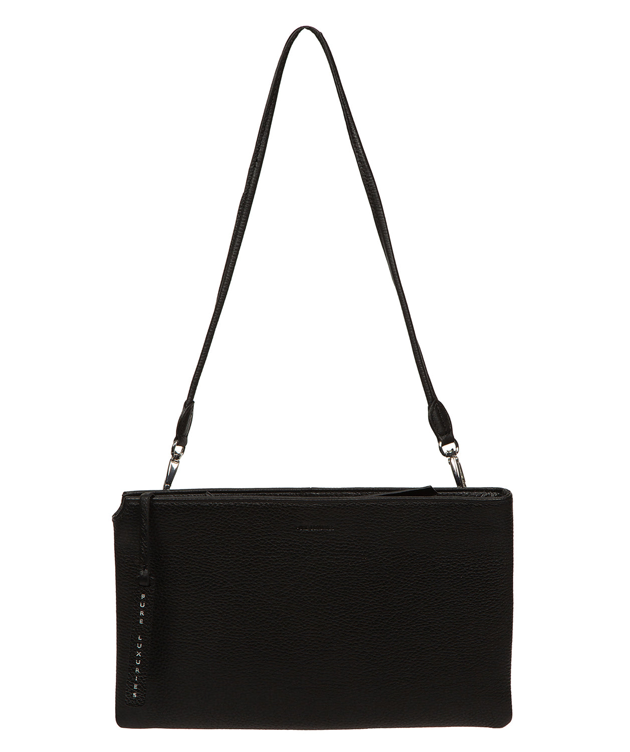 'Venetia' Black Leather Grab Clutch Bag