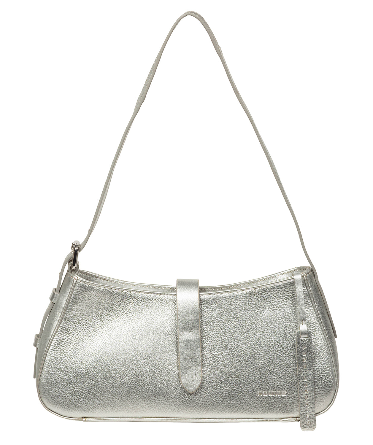 'Evangeline' Metallic Silver Leather Grab Bag