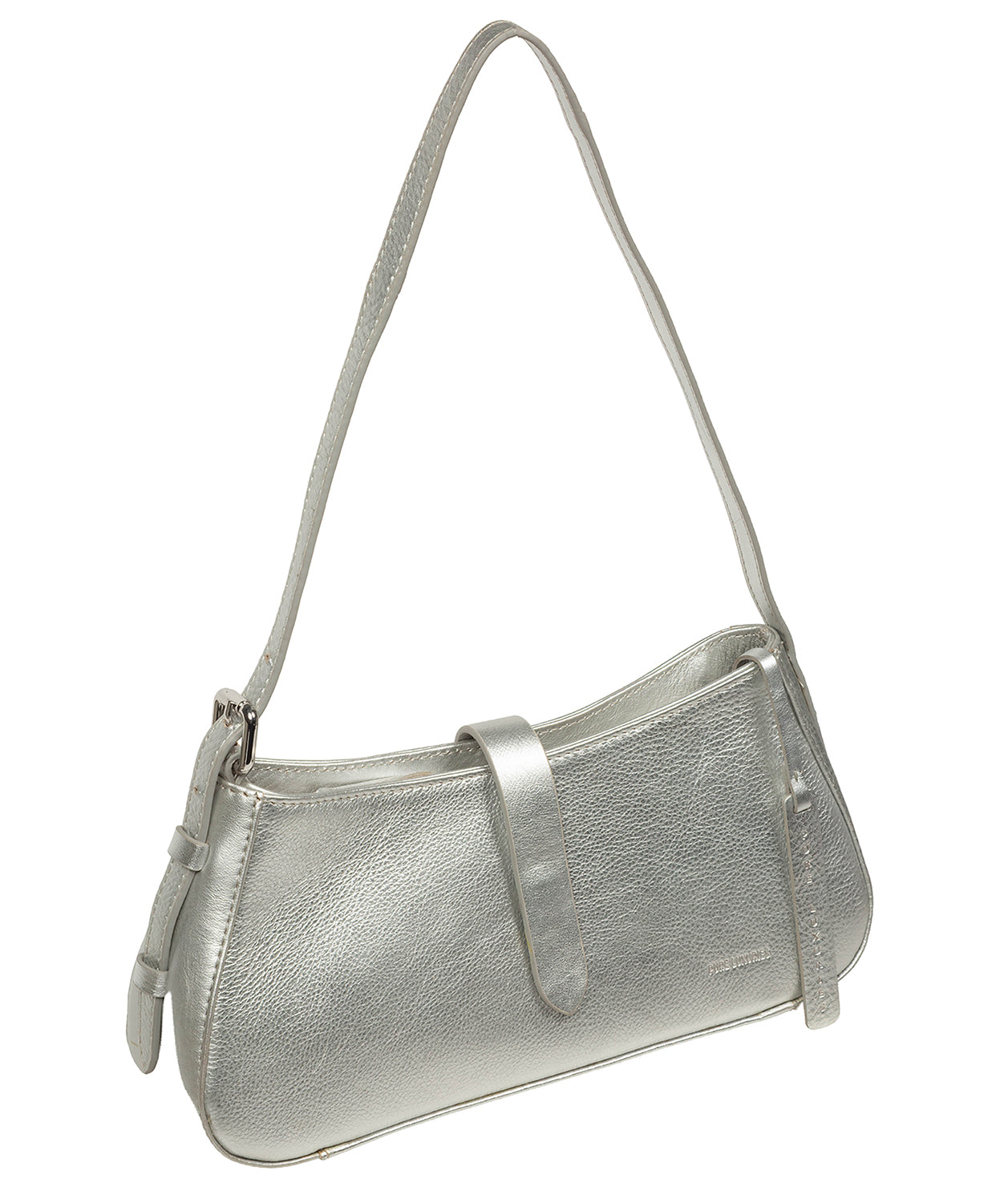 'Evangeline' Metallic Silver Leather Grab Bag