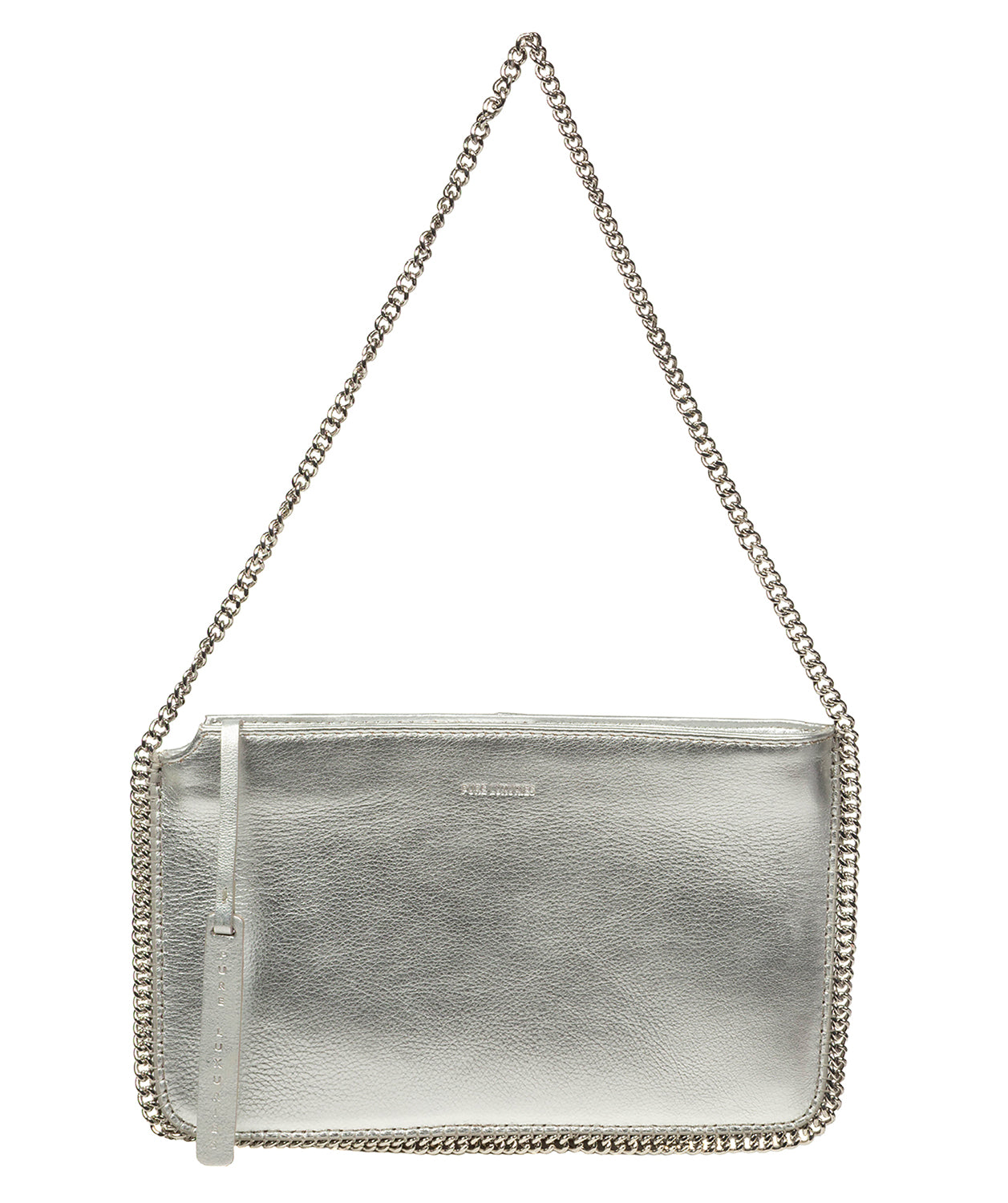 'Adelaide' Metallic Silver Leather Evening Bag
