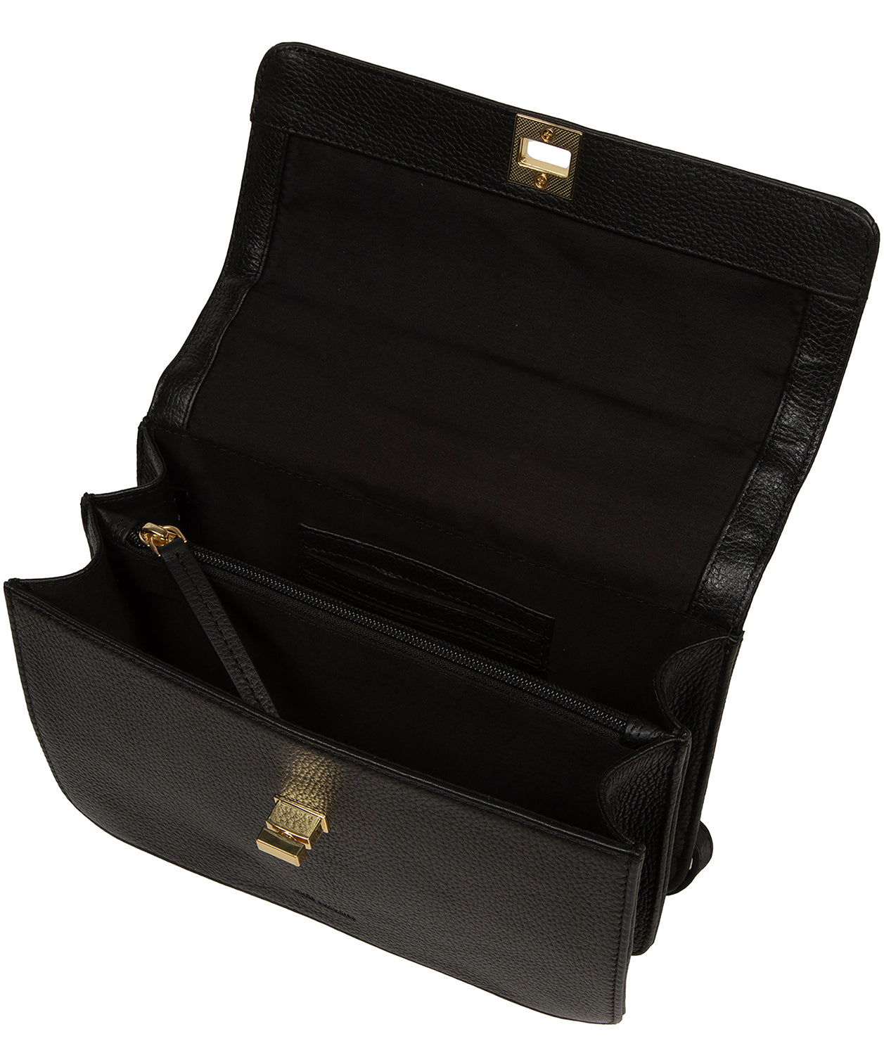 'Leonie' Black Leather Cross Body Bag